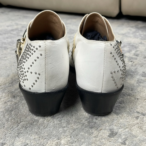 Chloe Leather Studded Buckle Strap Short Susanna Shoes White Ivory Sz 37 - Picture 5 of 13